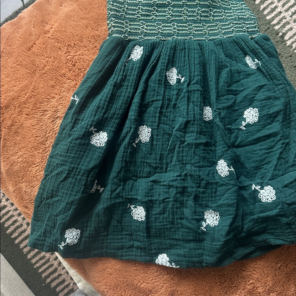 Free People Forest Green Smocked Mini Dress - Picture 6 of 6